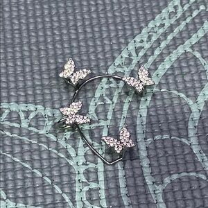 Elegant Silver Butterfly ear cuff